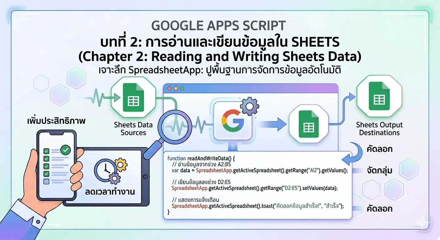 Google Apps Script บทที่ 2: จัดการข้อมูลใน Sheets (อ่านและเขียนข้อมูลอัตโนมัติ)